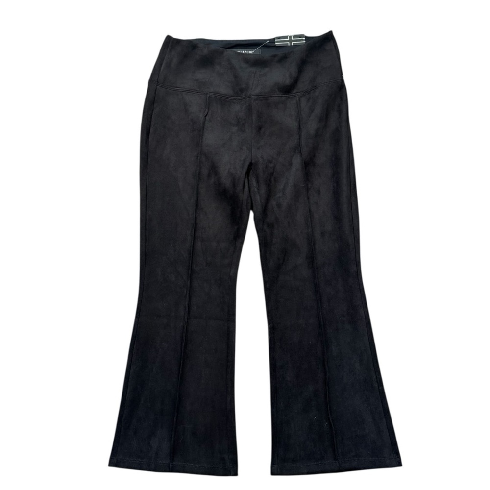 Liverpool Pearl Flare Pants Womens Size PL Black Suede Pull On Front Seam Detail